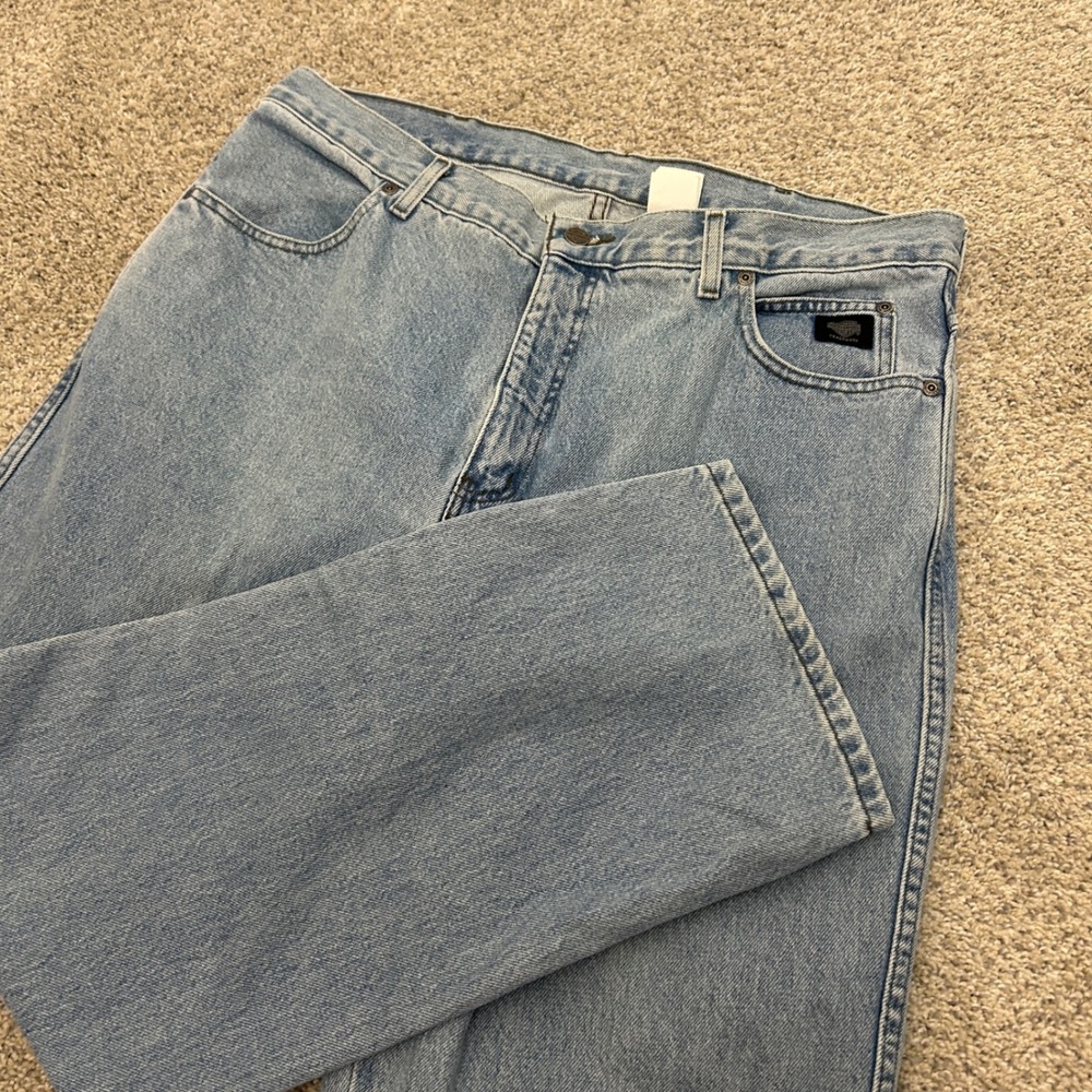 Vintage Harley-Davidson Relaxed Fit Jeans 38x30 Blue Light Wash Denim Cotton
